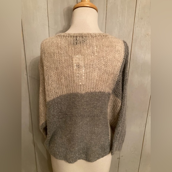 Eileen Fisher Project Bateau Sweater Top Grey & Cream Color Block Sz-M NWT 258$ - Picture 6 of 10